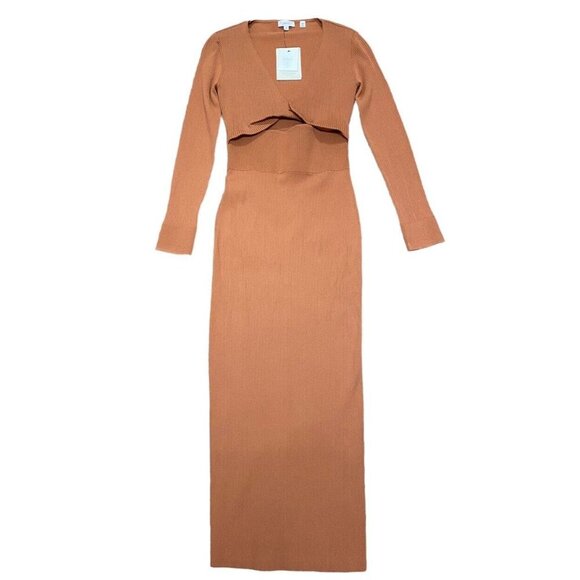 A.L.C. Sz XS Dress Madison Cutout Midi Sweater Knit Terracotta ALC Minimalist - Picture 4 of 12